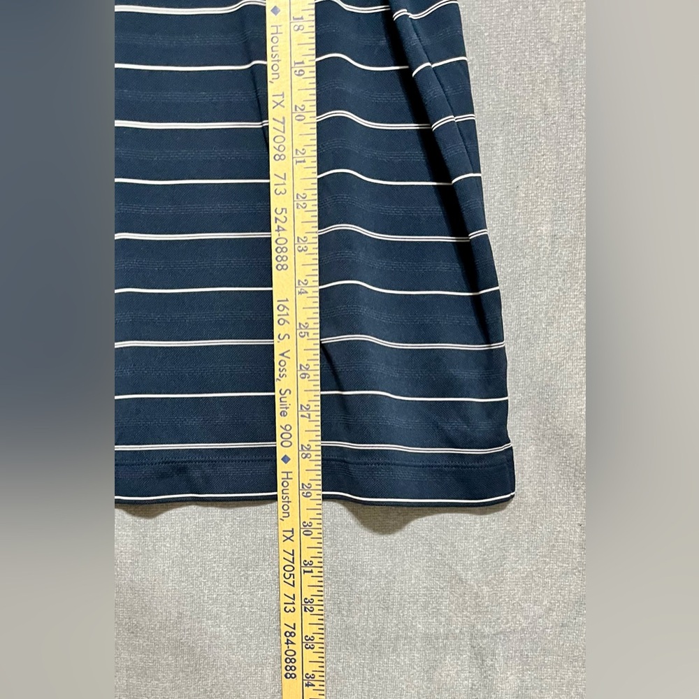 Nike Golf DRI-FIT Navy Striped Polo with White New York Yankees Logo - Picture 6 of 7